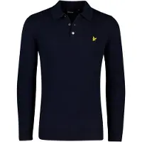 Lyle & Scott Merino Blend Poloshirt met Lange Mouwen - Marineblauw