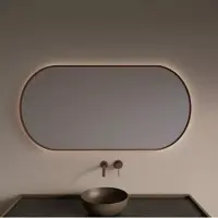 Gliss Design Aura spiegel met LED-verlichting 100x70cm rosé koper