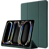 Mobigear Tablethoes geschikt voor Apple iPad Pro 11 Inch (2025) Hoes TPU,Kunstleer | Tri-Fold Gel Bookcase + Stylus Houder - Groen