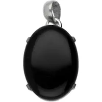MOOYE ® - Collectie Zilveren Onyx ovaal met 4 punt vatting kettinghanger