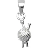 MOOYE ® - Collectie Zilveren Bolletje wol met breinaalden kettinghanger
