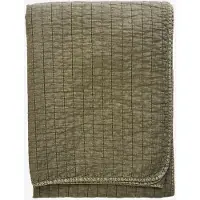 Madam Stoltz - Gestikte Katoenen Sprei 130x180 cm - Khaki Groen