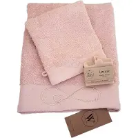Walra - Geborduurde Handdoek en Washandje voor Mama - Ambachetlijke zeep- Natuurlijke ingrediënten - Zalmroze - Moederdag cadeau - Oneindig teken met hartje