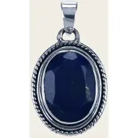 MOOYE ® - Collectie Zilveren Lapis lazuli edelsteen ovaal facet geslepen kettinghanger