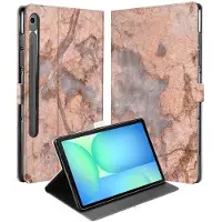B2Ctelecom Book Case voor Samsung Galaxy Tab S10 FE | Tab S9 FE Tablet Hoesje Marmer Oranje met Standaard