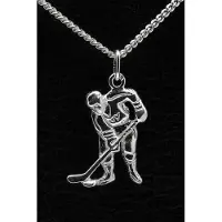 MOOYE ® - Collectie Zilveren ijshockey speler ketting hanger