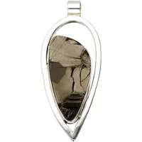 MOOYE ® - Collectie Zilveren Shungiet edelsteen punt open XL hanger