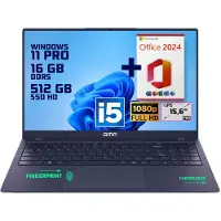 GMR | Elegante 15.6-inch Laptop voor Professionals | Intel i5 Processor - 16GB DDR5 RAM - 512GB M.2 SSD | Perfect voor Office & Zakelijk Gebruik (Windows 11 Pro + Office 2024)