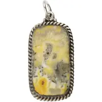 MOOYE ® - Collectie Zilveren Jasper geel edelsteen rechthoek bewerkt ketting hanger