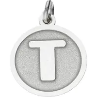 MOOYE ® - Collectie Zilveren Letter T rond mat en glans kettinghanger