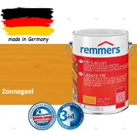 Remmers HK-Lazuur 3in1 Zonnegeel 2,5L – Premium Houtbeschermingsbeits voor Buiten – Oplosmiddelhoudend – UV- & Vochtwerend – Impregneer, Grondlaag & Beits in Eén