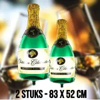 Allernieuwste.nl 2 STUKS Opblaasbare Champagne Fles - Chateau Celebrations - Feest - Folie Helium Ballon Fles - Goud/Groen - 2 Stuks