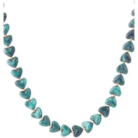 Yehwang Groene hartjesketting met gouden accenten
