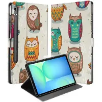 B2Ctelecom Book Case Hoesje met Standaard Vrolijke Uilen Samsung Galaxy Tab S10 FE | Tab S9 FE