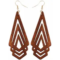 Charme Bijoux Zilver Oorbellen-Toronto-Hout-Bruin-9 cm -