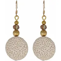 Charme Bijoux Zilveren oorhangers-Behati-Lava-Goudkleurig- creme -