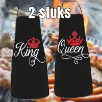 Allernieuwste.nl SET 2 Stuks QUEEN en KING Keukenschorten Grill Barbecue BBQ Schorten - Cadeau Idee - 60 x 80 cm SET 2 STUKS