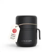 LARS NYSØM Vacuüm Geïsoleerde Voedselcontainer van Roestvrij Staal - Lekvrije Lunchpot voor Warme en Koude Gerechten, Brede Thermosbeker voor Soep, Werk & Reizen (Carbon Black)