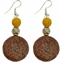 Charme Bijoux Oorbellen Kaia-Lava steen Bruin zilver -