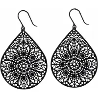 Charme Bijoux Allergievrij oorhangers fantasie cirkel - zwart filigraan