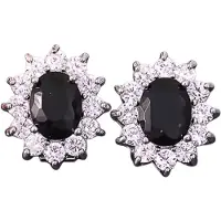 Charme Bijoux Clip oorbellen Leonora zwart zirkonia zilverkleur