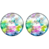 Charme Bijoux Clip oorbellen roze blauw groen 2 cm