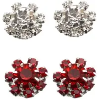 Charme Bijoux Clipoorbellen 2 paar wit en rood strass1.5 cm