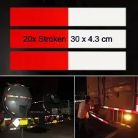 Allernieuwste.nl Set van 20x Reflectie Tape Rood-Wit - Veiligheidsstickers Verkeer Vrachtauto - 30x4.3cm %%
