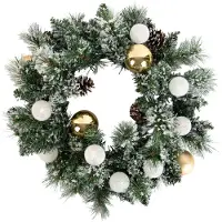 Luca Lighting Kerstkrans wit met goud 45cm incl. LED met timer - Jack