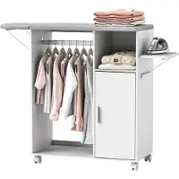 HOMCOM Strijkplankkast - Spaanplaat - 127x42,5x99cm - Wit
