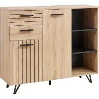En.casa Dressoir Noppen 100x120x38 cm eikenkleurig en zwart []