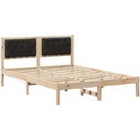 vidaXL Bedframe met hoofdeinde Zwart 150 x 200 cm Massief grenenhout