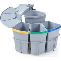 En.casa Inbouw prullenbak Kollby 4 bakken 1x12L 3x6L grijs []