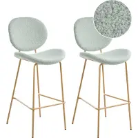Beliani LUANA - Barstoel set van 2 - Lichtgroen/Lichtbruin - Bouclé