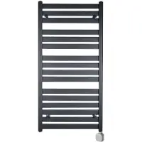 Sanicare Carini Moda elektrische Wifi radiator 120x60cm mat zwart met thermostaat zilver rechtsonder