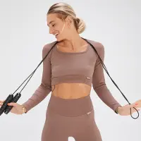 MP x Tatiana naadloze croptop met lange mouwen - Hazelnootbruin - L