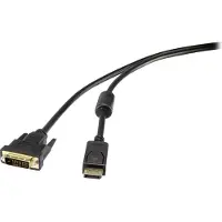 Renkforce RF-4212210 DisplayPort-kabel DisplayPort / DVI Adapterkabel DisplayPort-stekker, DVI-D 24+1-polige stekker 1.80 m Zwart Schroefbaar, Vergulde