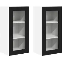 vidaXL Wandglas Kasten LUCCA 2 st Zwart Bewerkt hout