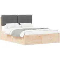 vidaXL Bedframe met Gevoerde Hoofdbord Donkergrijs 150 x 200 cm