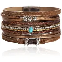 Deja Jewels Deja Boho Armband goudkleurig met turquoise natuursteen in bruin