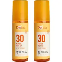 Derma Sun - Zonneolie SPF30 2 x 150 ml - Zonnebescherming in Olievorm - Met Vitamine E - Waterbestendig - Parfumvrij - AllergyCertified