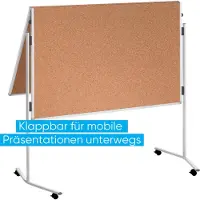 Franken Dubbelzijdig Trainingsbord Mobiel Inklapbaar ECO-UMTKTGR 120 (B) x 150 (H) cm Prikbaar kurkoppervlak Vrijstaand