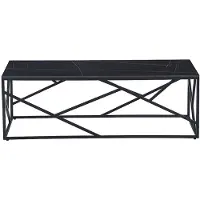 Vente-unique Salontafel van keramiek en metaal - Zwart marmereffect - MELRONE
