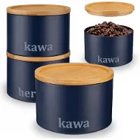 Galicja Metalen Koffiepot met Bamboe Deksel - KAWA - Marineblauw