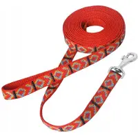 Chaba Hondenlijn Band 16mm Rood - Indiaans Design