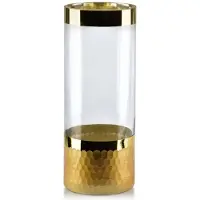 Mondex Glazen Vaas 25cm Transparant Goud - Stijlvolle Decoratie