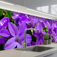 KitchenYeah Keuken achterwand 250x60 cm - Spatscherm zelfklevend Bloemen - Paars - Natuur - Muurbeschermer - Spatwand fornuis
