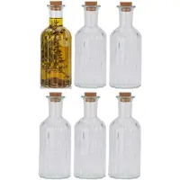 Excellent houseware kleine flesjes - 12x stuks - glas - transparant - 500 ml - met dop van kurk - flessenpost - weckpotten en flessen