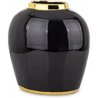 Artpol Zwarte Keramische Vaas met Gouden Accenten - Glamour Decoratie