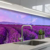 KitchenYeah Keuken achterwand 300x60 cm - Spatscherm zelfklevend Lavendel - Paars - Bloemen - Natuur - Muurbeschermer - Spatwand fornuis